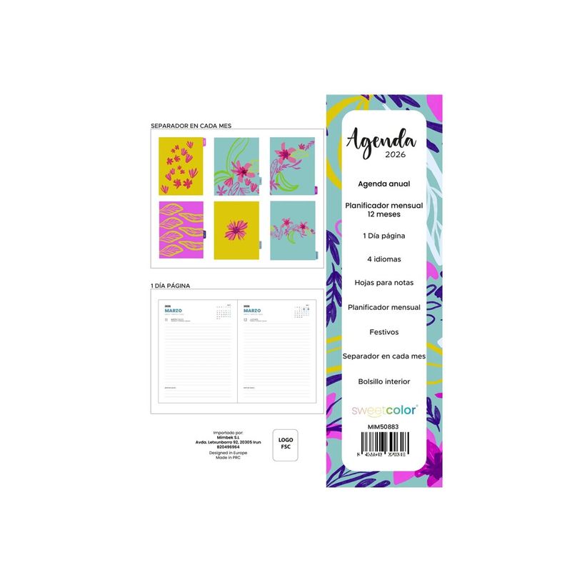 8435603320316-Sweetcolor - Agenda - 2026 - 1 jour par page - reliure à anneaux métalliques - 175 x 215-P_405246908_3-2