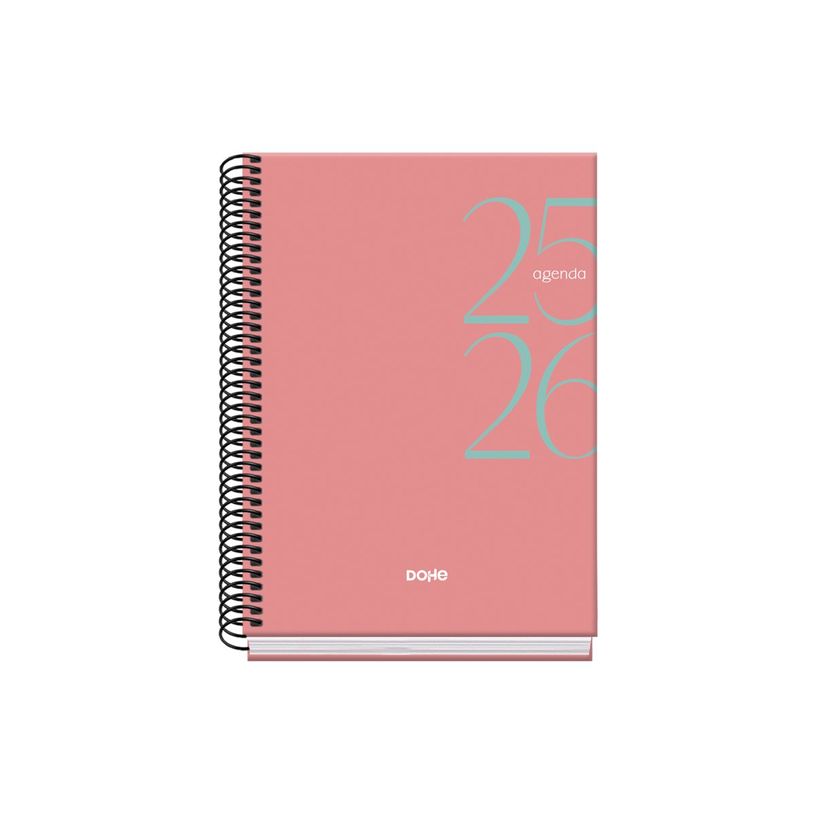 8421938520576-Dohe SYSTEM - Agenda - 2025-2026 - semainier - reliure à spirale - A5 (150 x 210 mm) - 72 feuilles - rose - carton -P_405246992_3-1