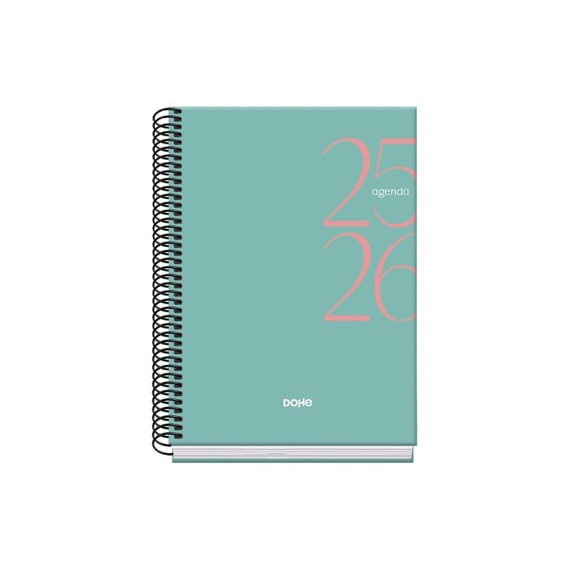 8421938520583-Dohe SYSTEM - Agenda - 2025-2026 - semainier - reliure à spirale - A5 (150 x 210 mm) - 72 feuilles - vert - carton -P_405246993_3-1