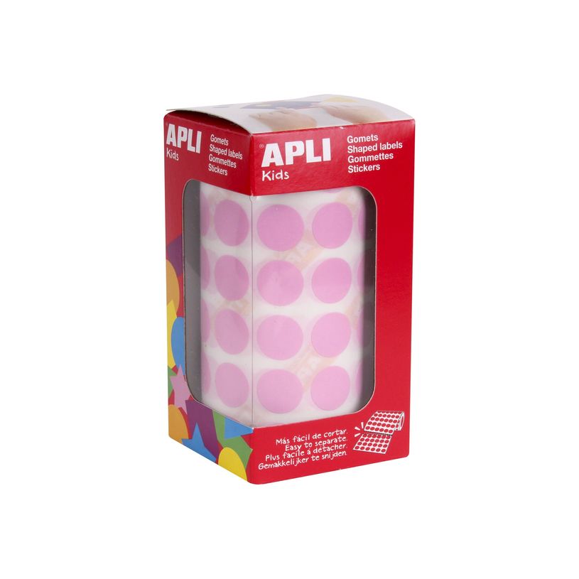 8410782114840-APLI kids - Roll of round stickers - 15 mm, 59 sheets - rose-P_405252521_1-0