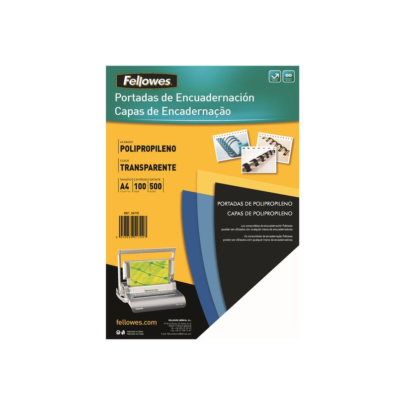0043859517947-Fellowes - 100 couvertures à reliure A4 (210 x 297 mm) - 450 microns - transparent -P_511632_1-0