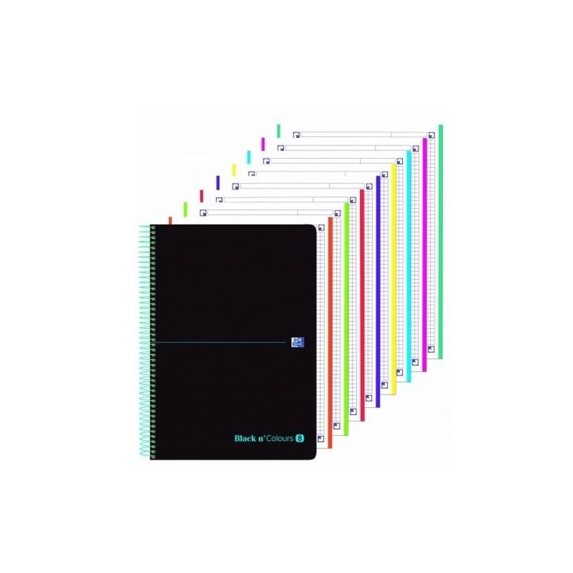 8412771019068-Oxford Black n' Colours - Livre européen - reliure à spirale - A4 Plus (210 x 297 mm) - 160 feuilles / 360 pages - petits carrea-P_574537_1-0