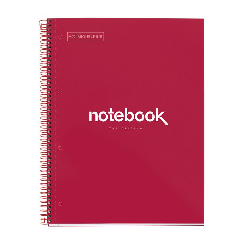 8422593460535-Notebook Emotions, couverture rigide, A4, quadrillage 5x5 mm, 80 feuilles de 1 couleur, Miquelrius, Rou--0