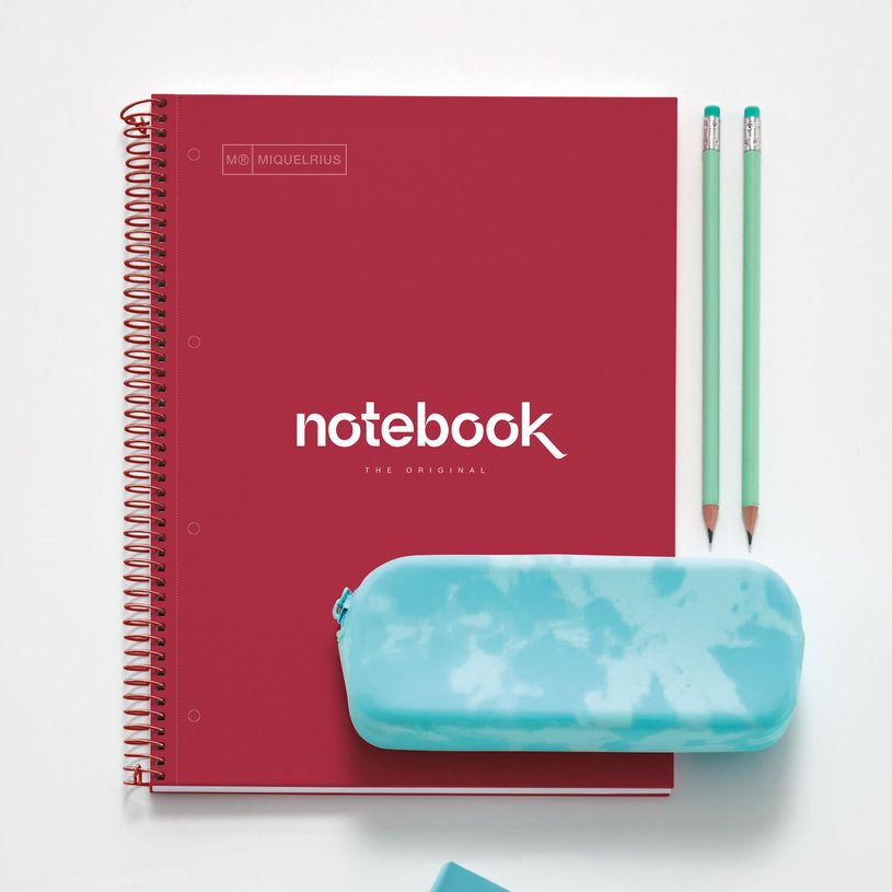 8422593460535-Notebook Emotions, couverture rigide, A4, quadrillage 5x5 mm, 80 feuilles de 1 couleur, Miquelrius, Rou--2