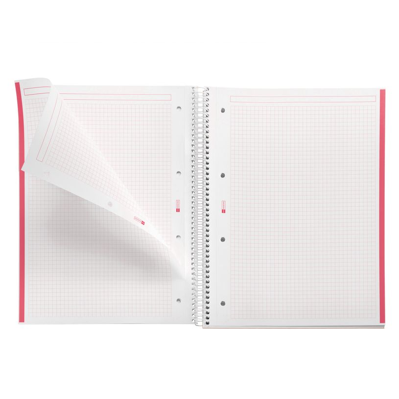 8422593460535-Notebook Emotions, couverture rigide, A4, quadrillage 5x5 mm, 80 feuilles de 1 couleur, Miquelrius, Rou--3