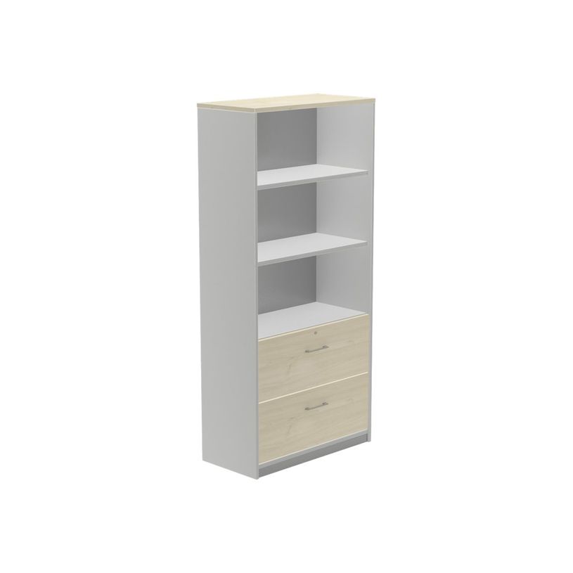 8427951996138-rocada STORE - Bibliothèque - 2 tiroirs - 2 étagères - mélamine - hêtre, aluminium-P_622379_1-0