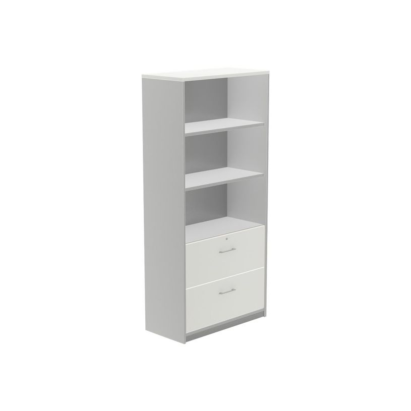 8427951996169-rocada STORE - Bibliothèque - 2 tiroirs - 2 étagères - mélamine - blanc, aluminium-P_622381_1-0