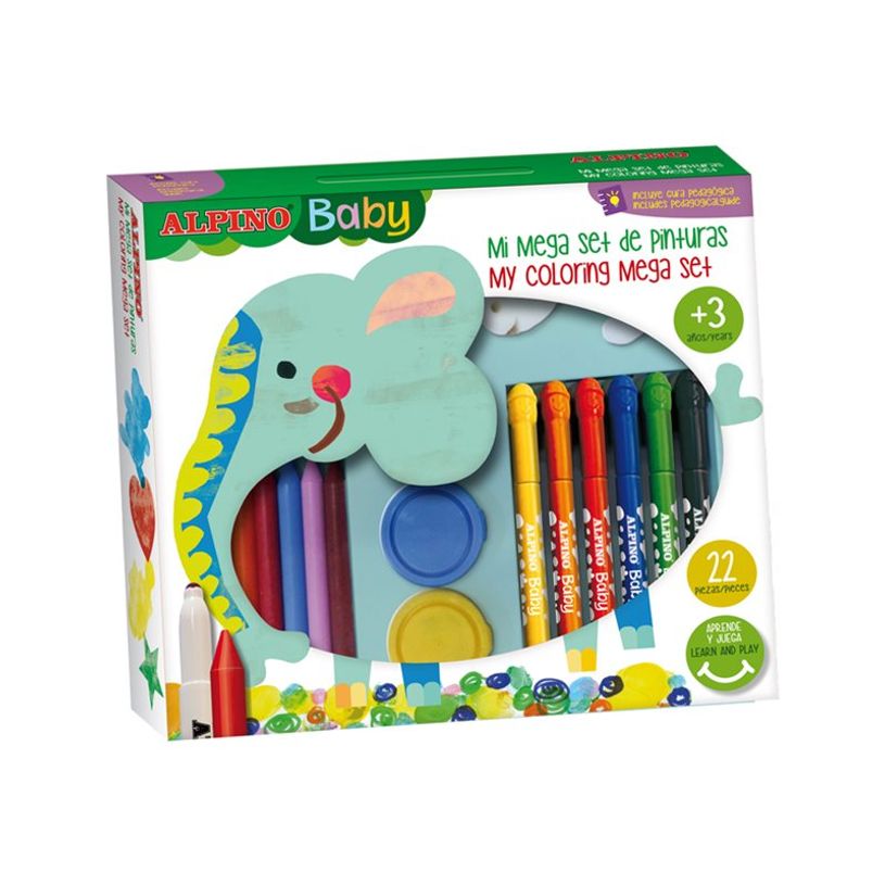 8413240606918-Alpino Baby My Coloring Mega Set - Crayon, marker and paint set - non permanent (pack de 22)-P_667394_2-0