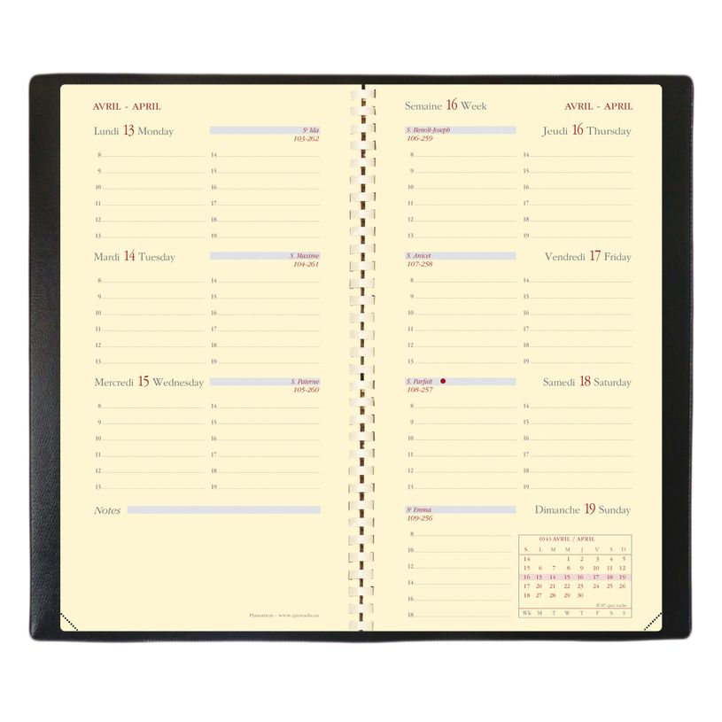 3371010140794-Agenda de poche spiralé Soho Planorizon - 1 semaine sur 2 pages - 8,8 x 17 cm - noir - Quo-P_79143175_3-1