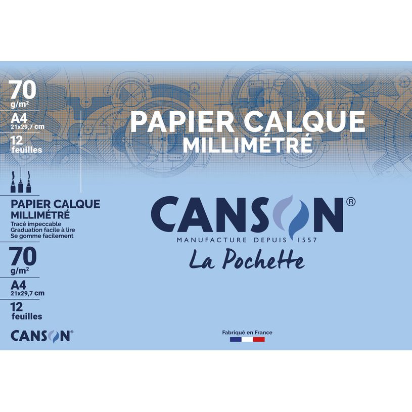 3148950171559-Canson - Pochette papier à dessin calque millimétré - 12 feuilles - A4 - 70/75G-P_79144768_1-0