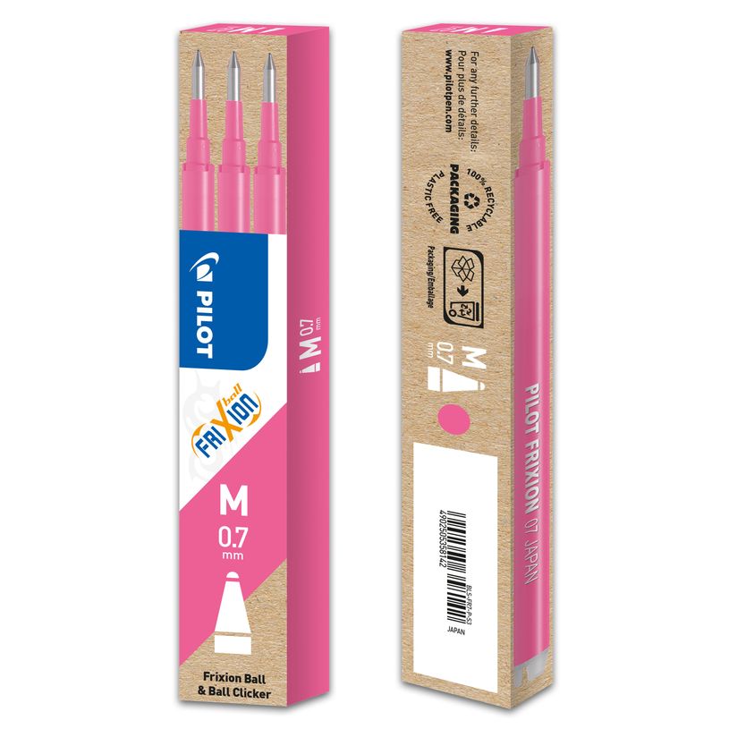 4902505358142-Pilot Frixion Ball - 3 Recharges pour rollers effaçables - 0,7 mm - rose-P_79148745_2-1