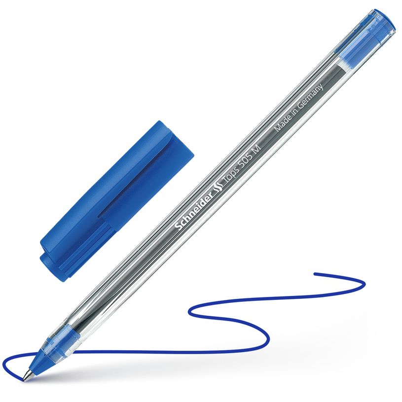 4004675004628-Schneider Tops 505 M- Stylo-bille - Bleu – Pointe Moyenne avec Corps Transparent et Capuc-P_79151303_1-0