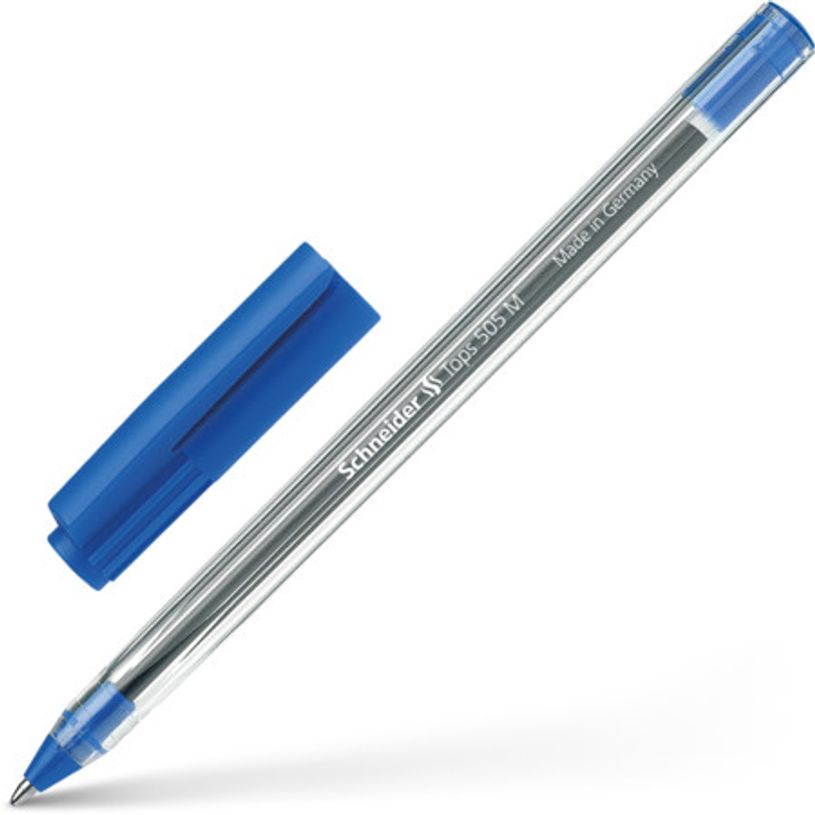 4004675004628-Schneider Tops 505 M- Stylo-bille - Bleu – Pointe Moyenne avec Corps Transparent et Capuc-P_79151303_2-1