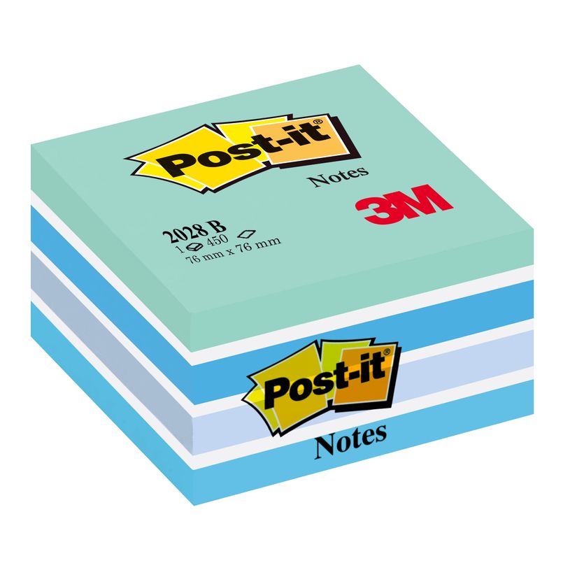 4001895872792-Post-it - Bloc Cube - 450 feuilles - 76 x 76 mm - couleurs assorties bleu-P_79351003_1-0