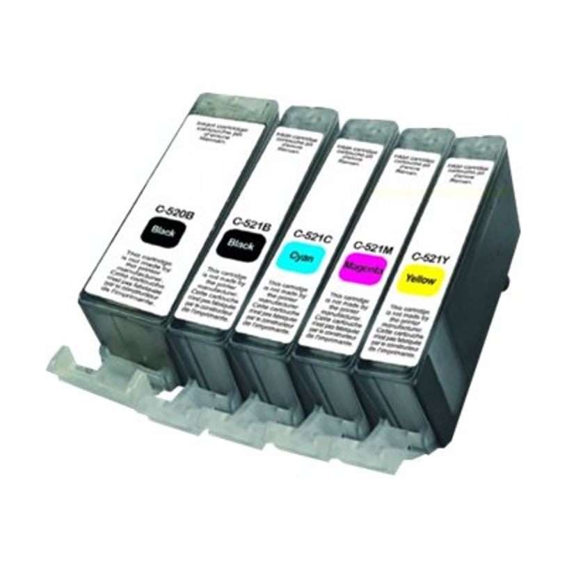 3584770881887-Cartouche compatible Canon PGI-520/CLI-521 - pack de 5 - noir x2, cyan, magenta, jaune - Up-P_79359349_1-0