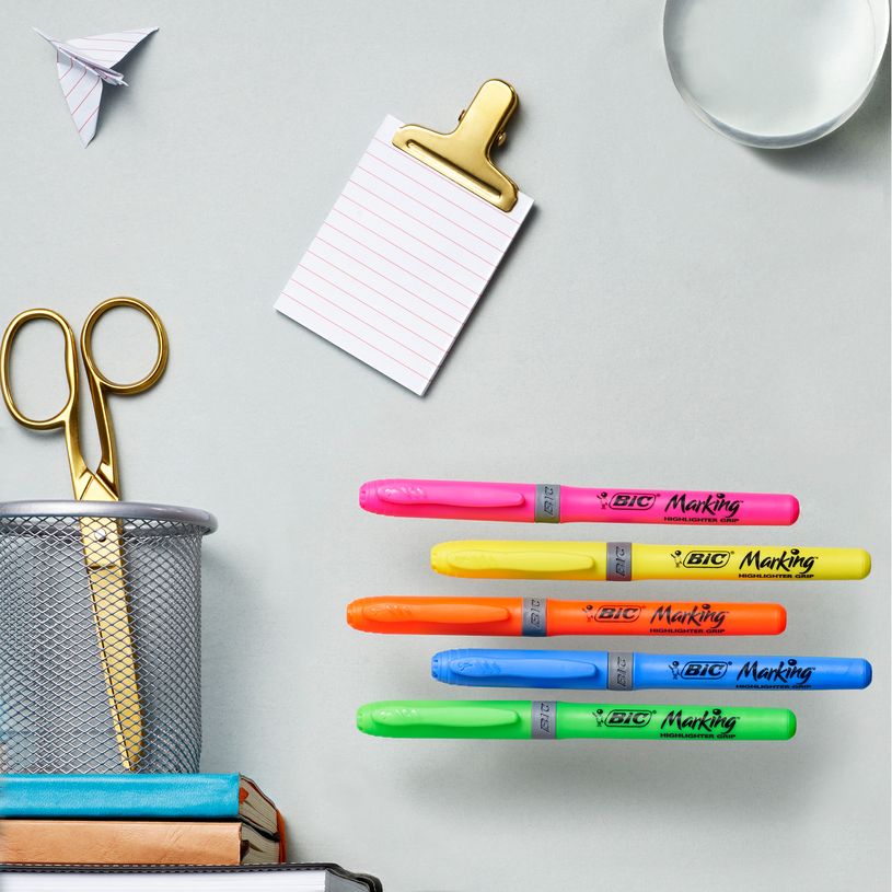 3086126633800-BIC Marking Highlighter Grip - Pack de 5 surligneurs - couleurs assorties-P_79366999_10-6