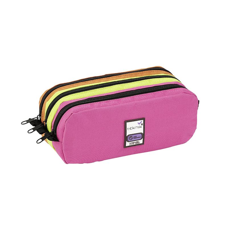 3135258769564-Trousse rectangulaire Trizip - 3 compartiments - 3 coloris disponibles - Viquel-P_79373035_2-1