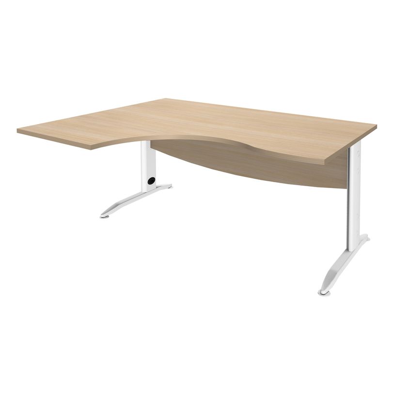 2012348121765-Bureau compact à gauche IDRA - L180 cm - Pieds blanc - plateau imitation Chêne clair (Pieds de renfort obligato-P_79376898_1-0
