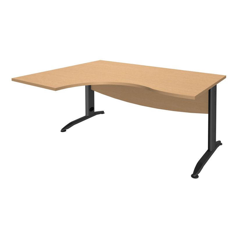 2012348121802-Bureau compact à gauche IDRA - L180 cm - Pieds anthracite - Plateau imitation Hêtre (Pieds de renfort obligato-P_79376902_1-0