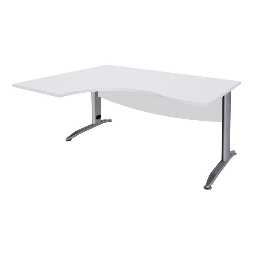 2012348122052-Bureau compact à gauche IDRA - L160 cm - Pieds alu - plateau Blanc perle (Pieds de renfort obligato-P_79376927_1-0