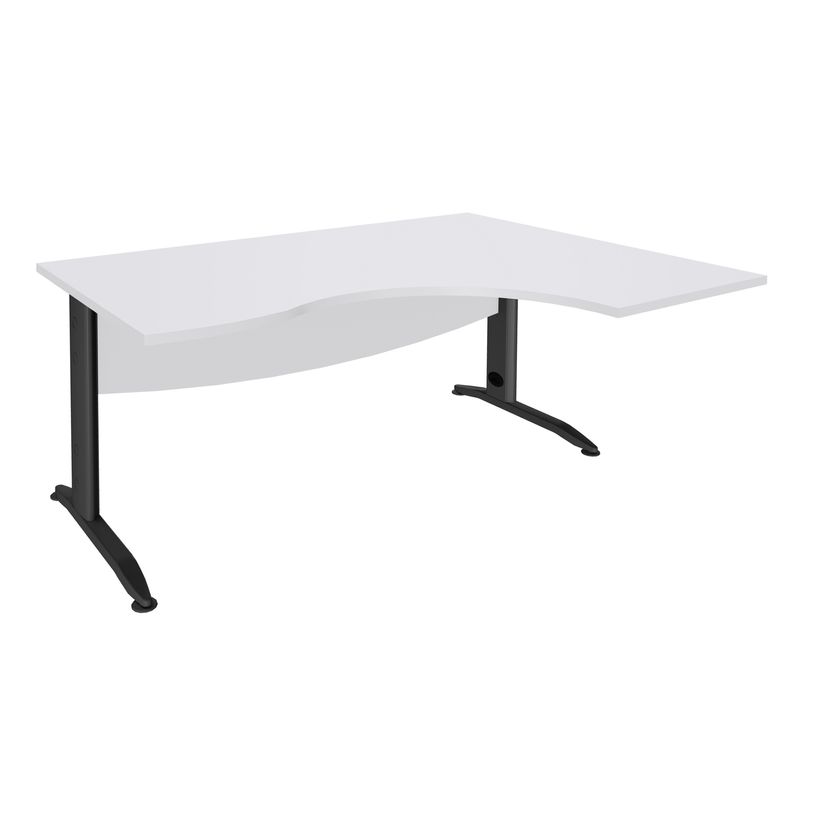 2012348122342-Bureau compact à droite IDRA - L160 cm - Pieds anthracite - plateau Blanc perle (Pieds de renfort obligato-P_79376956_1-0