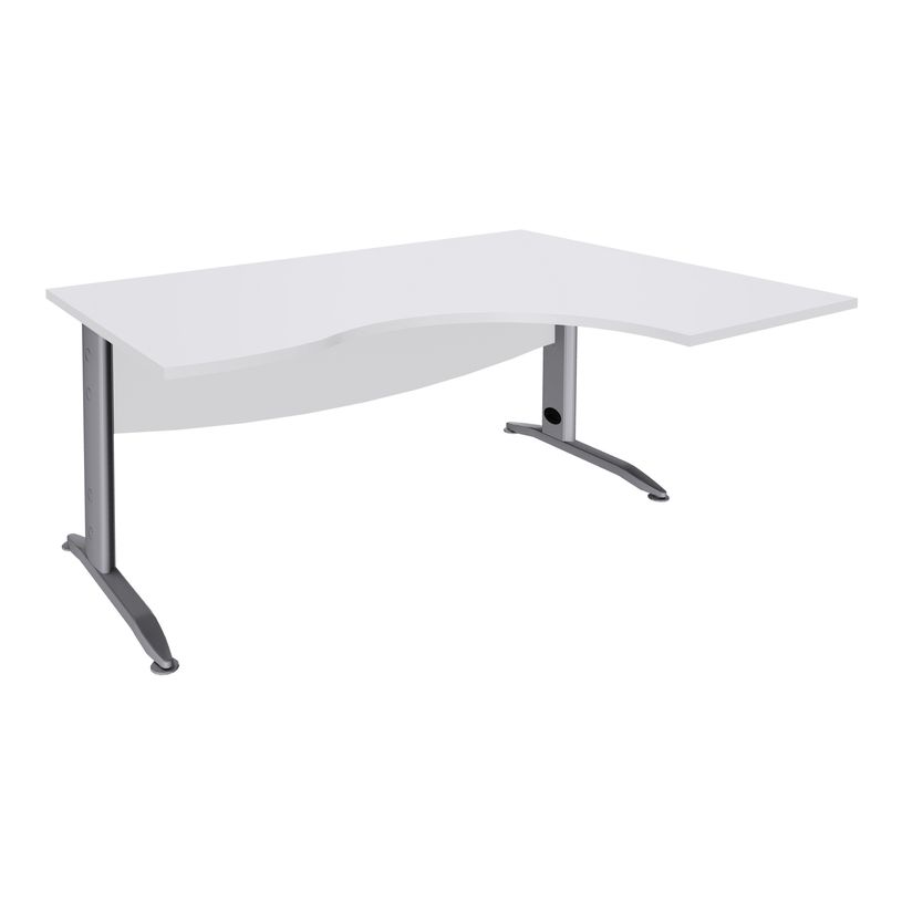 2012348122397-Bureau compact à droite IDRA - L160 cm - Pieds alu - plateau Blanc perle (Pieds de renfort obligato-P_79376961_1-0