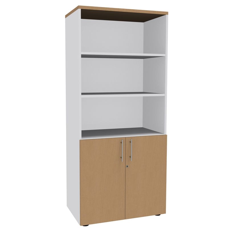 2012348123615-Bibliothèque IDRA/DUAL  avec 2 portes basses - L80 x H180 x P47 - Corps blanc - Portes et -P_79377083_1-0
