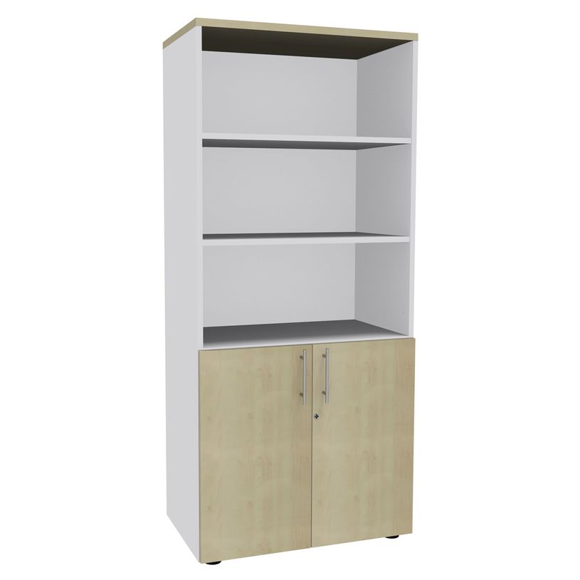 2012348123622-Bibliothèque IDRA/DUAL  avec 2 portes basses - L80 x H180 x P47 - Corps blanc - Portes et -P_79377084_1-0