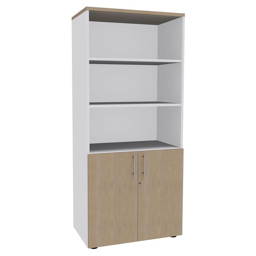 2012348123639-Bibliothèque IDRA/DUAL  avec 2 portes basses - L80 x H180 x P47 - Corps blanc - Portes et -P_79377085_1-0