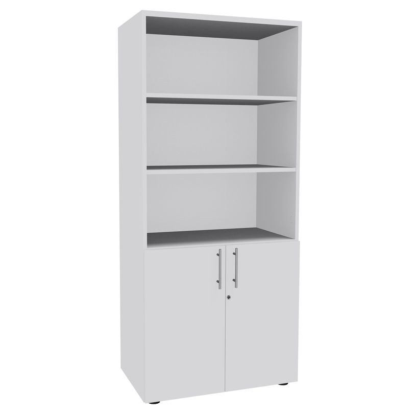 2012348123646-Bibliothèque IDRA/DUAL  avec 2 portes basses - L80 x H180 x P47 - Corps blanc - Portes et -P_79377086_1-0
