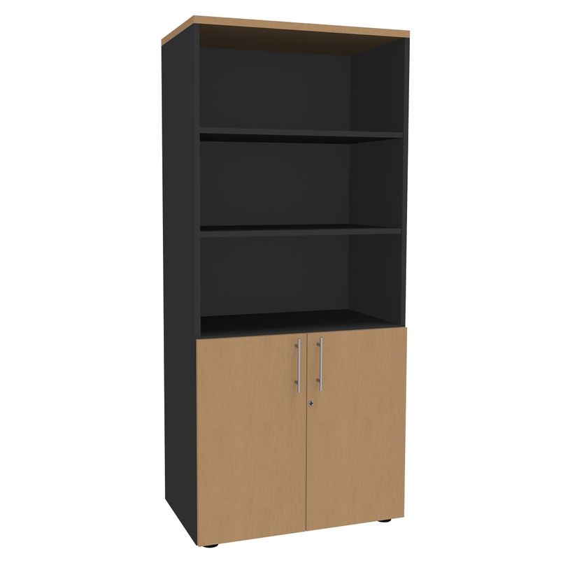 2012348123677-Bibliothèque IDRA/DUAL  avec 2 portes basses - L80 x H180 x P47 - Corps anthracite - Porte-P_79377089_1-0