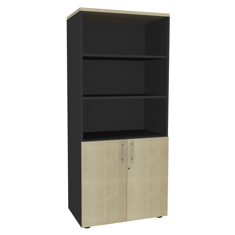 2012348123684-Bibliothèque IDRA/DUAL  avec 2 portes basses - L80 x H180 x P47 - Corps anthracite - Porte-P_79377090_1-0