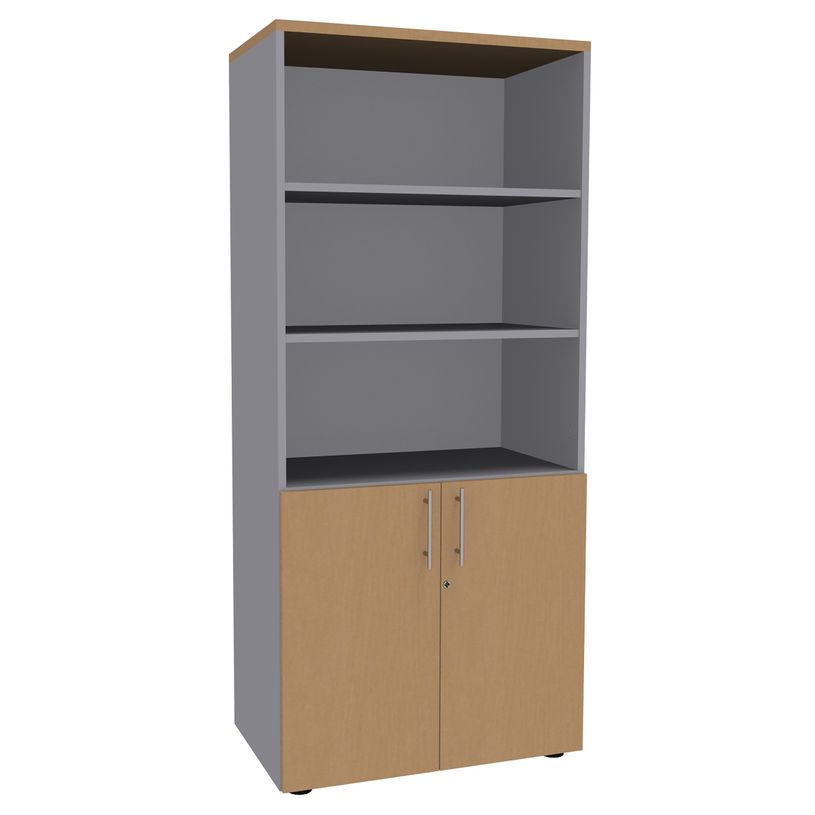 2012348123738-Bibliothèque IDRA/DUAL  avec 2 portes basses - L80 x H180 x P47 - Corps alu - Portes et de-P_79377095_1-0