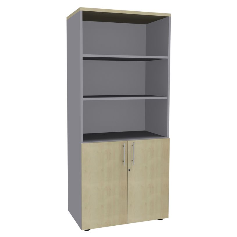 2012348123745-Bibliothèque IDRA/DUAL  avec 2 portes basses - L80 x H180 x P47 - Corps alu - Portes et de-P_79377096_1-0
