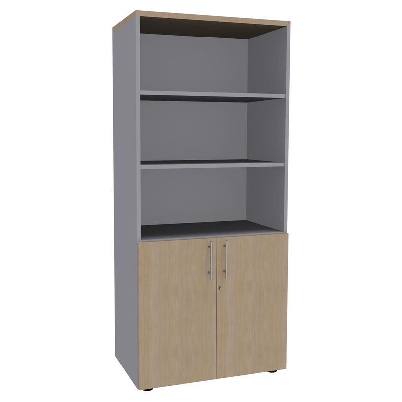 2012348123752-Bibliothèque IDRA/DUAL  avec 2 portes basses - L80 x H180 x P47 - Corps alu - Portes et de-P_79377097_1-0
