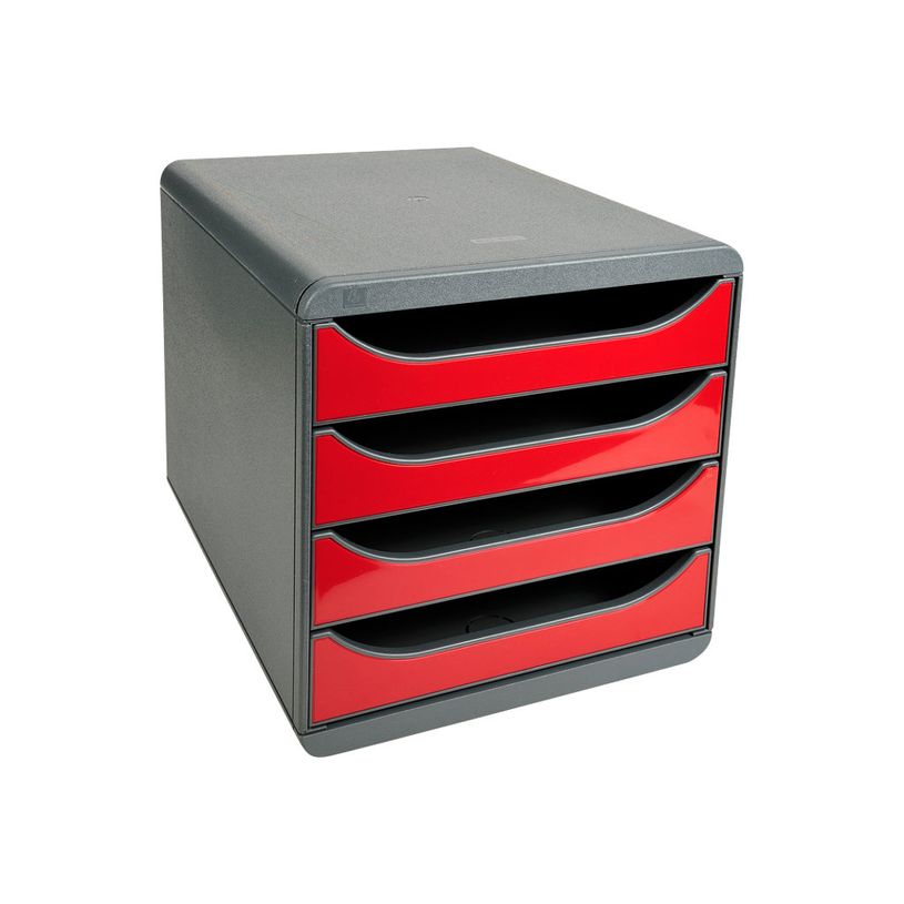 9002493423206-Exacompta BigBox - Module de classement 4 tiroirs - noir/rouge carmin-P_79381579_2-1