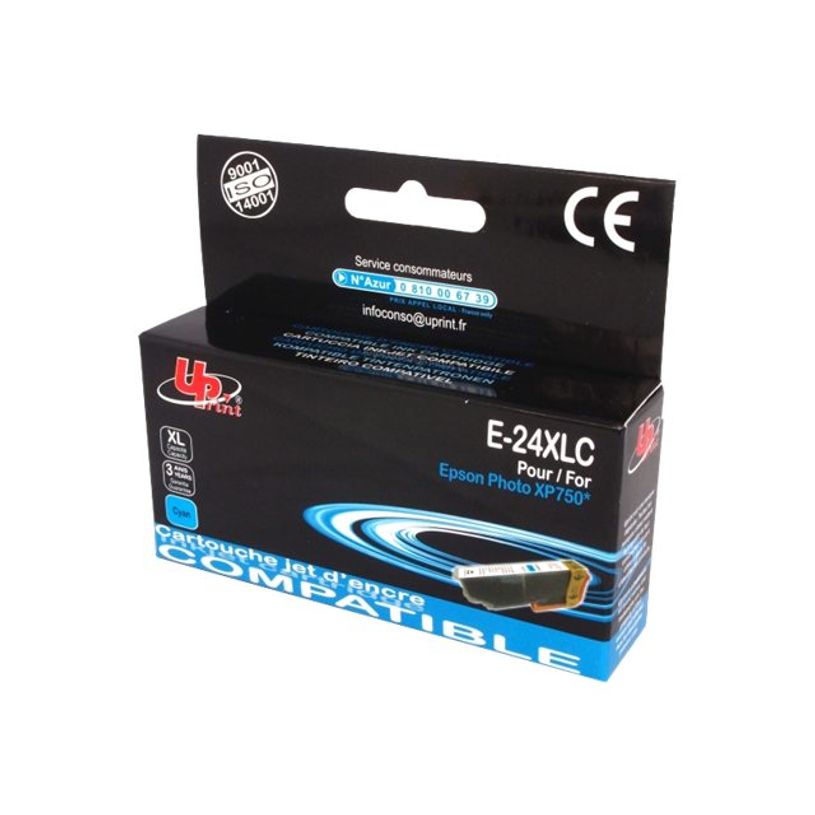 3584770889012-Cartouche compatible Epson 24XL Eléphant - cyan - Uprint-P_79388988_1-0