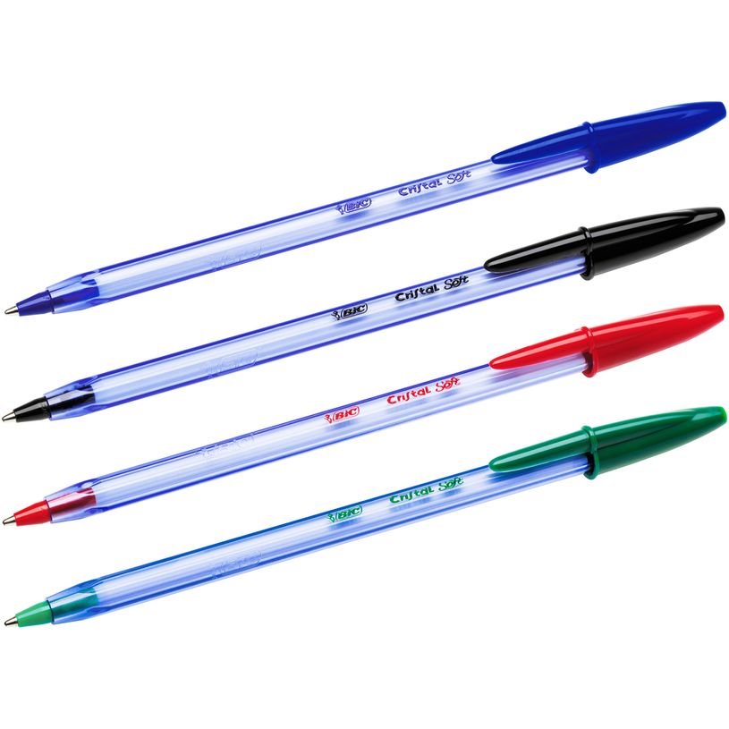 3086123340749-BIC Cristal SOFT - 4 Stylos à bille - noir, rouge, bleu, vert - 1.2 mm-P_79389863_2-1