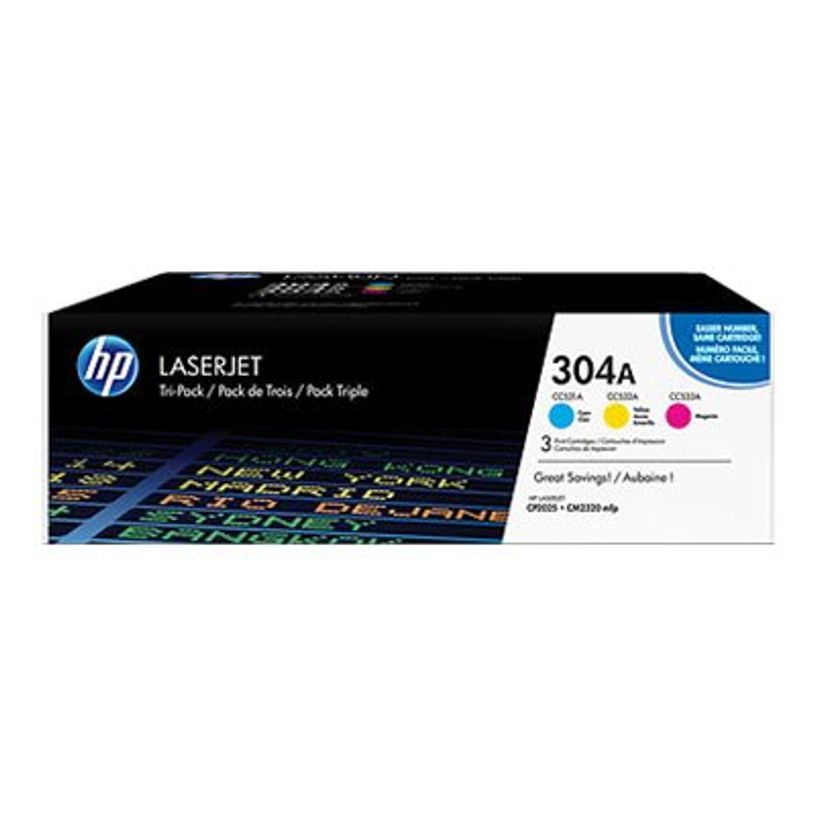 0887111403032-HP 304A - Pack de 3 - cyan, magenta, jaune - cartouche laser d'origine-P_79391373_1-0