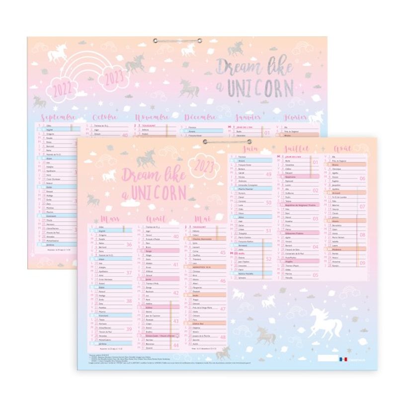 3108720520406-Calendrier Licorne 6 mois par face - 52 x 40,5 cm - Oberthur-P_79395021_1-0