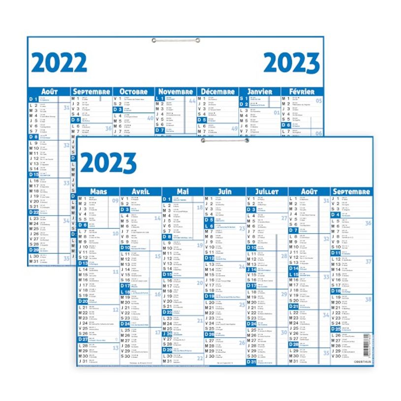 3108720570883-Calendrier bleu - 57 x 41 cm - 7 mois par face - Oberthur-P_79395025_1-0