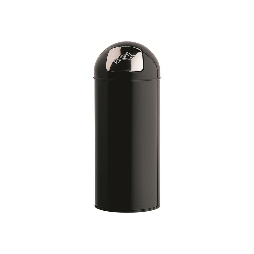 3019920574697-ROSSIGNOL - Poubelle avec couvercle à trappe en métal 45 Litres Push - Diamètre 31, haut-P_79397317_1-0
