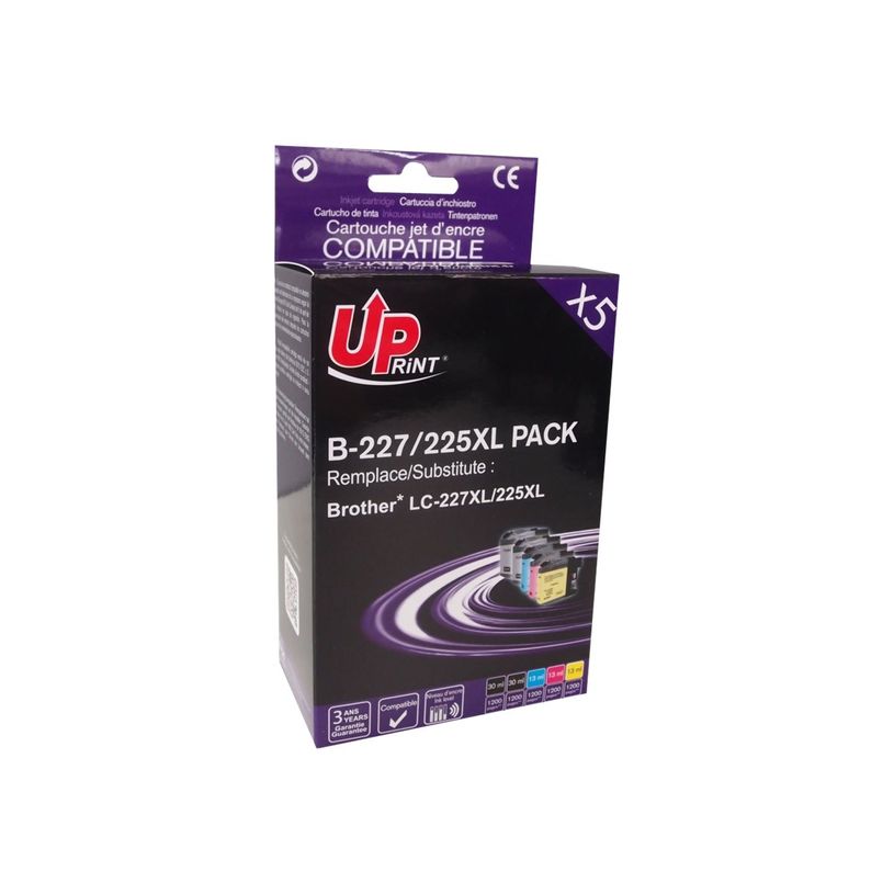 3584770889562-cartouche compatible Brother LC225XL/LC227XL - Pack de 5 - noir x2, cyan, magenta, jaune - -P_79401414_1-0