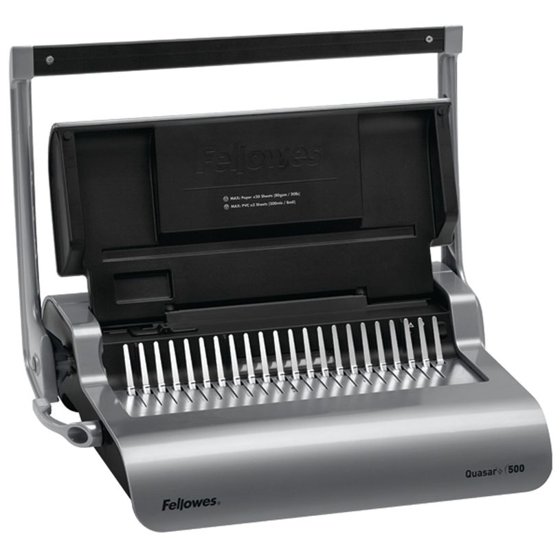 043859651252-Fellowes Quasar +500 - machine à relier / relieuse perforeuse manuelle - perfore 25 feuille-P_79407860_5-1