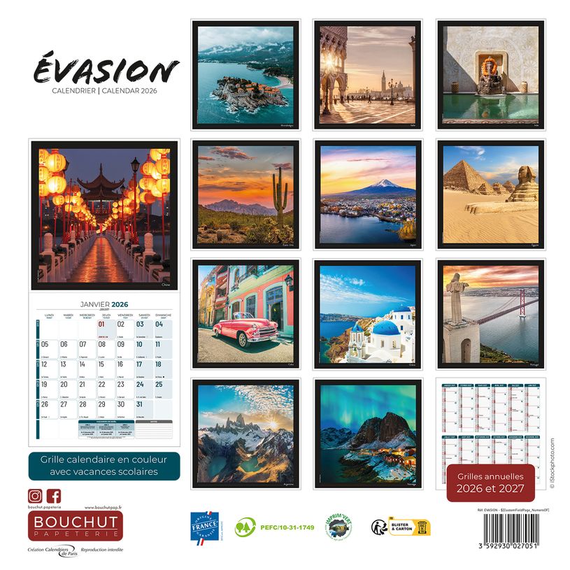 3592930027051-Calendrier illustré BOUCHUT 30 x 30 cm EVASION Pefc 70 %--2