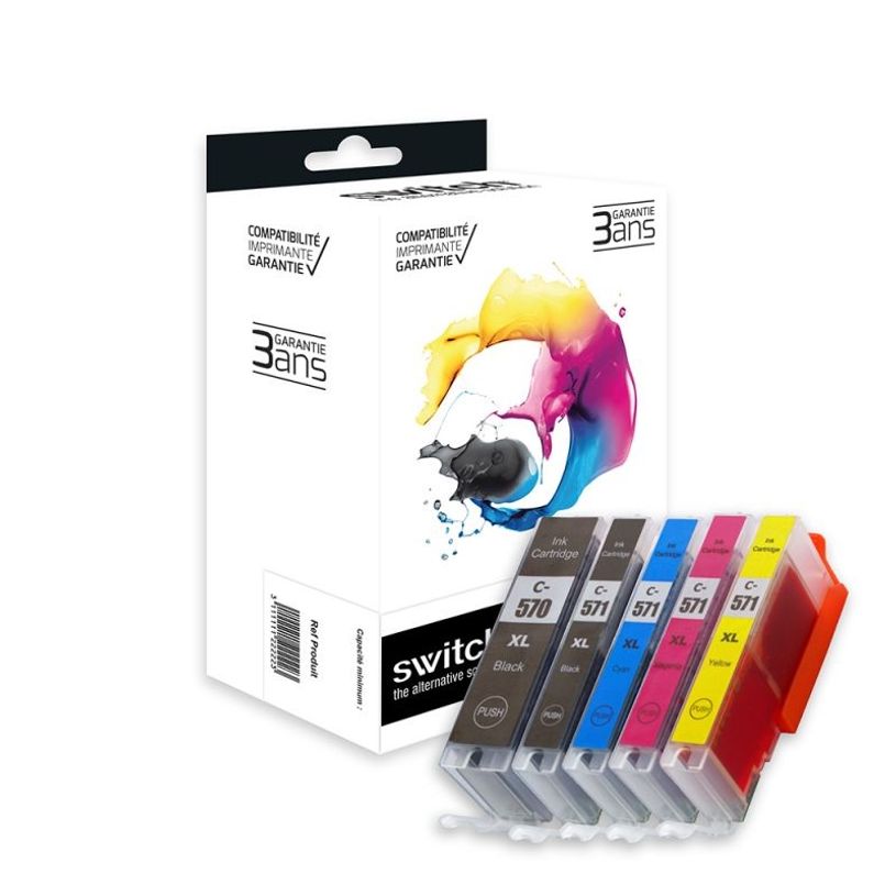 3700654256583-Cartouche compatible Canon CLI-571XL/PGI-570XL - Pack de 5 - noir, noir photo, cyan, magent-P_79411577_2-1
