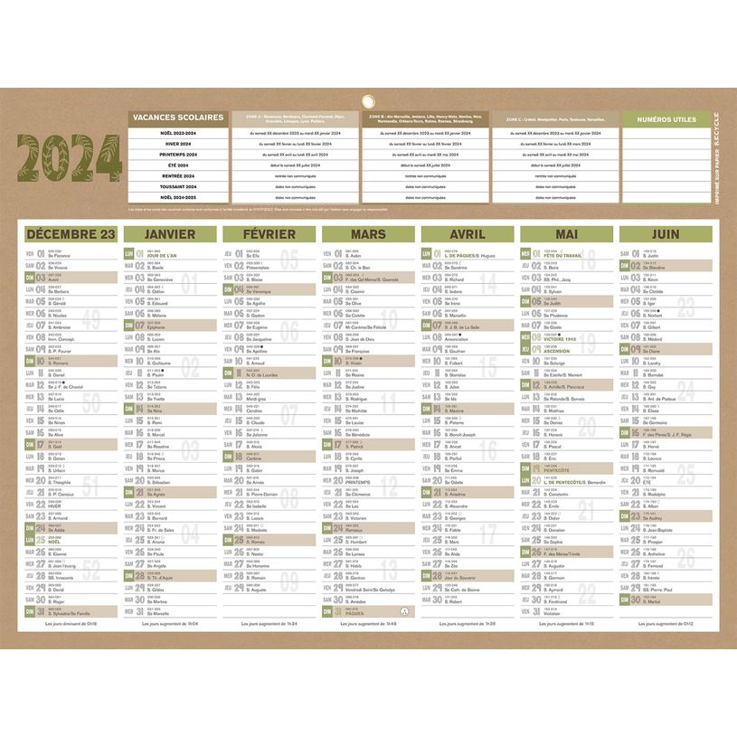 3592930026603-Bouchut Natura - Calendrier bancaire 7 mois par face - 32 x 42 cm - beige-P_79420118_1-0