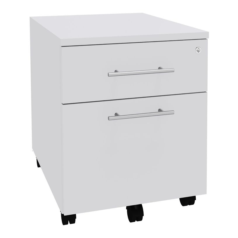 3253310145917-Caisson mobile EXPRIM/LOFTER/LEVEL - L43 x H56 x P60 cm - 2 tiroirs dont 1 DS - Blanc perle-P_79432209_1-0