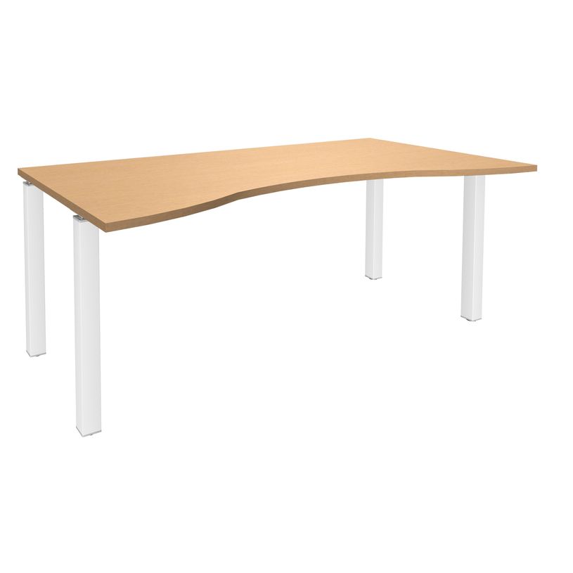 3253310165229-Bureau vague symétrique EXPRIM - L180 cm - Plateau imitation Hêtre - Pieds blanc-P_79432403_1-0