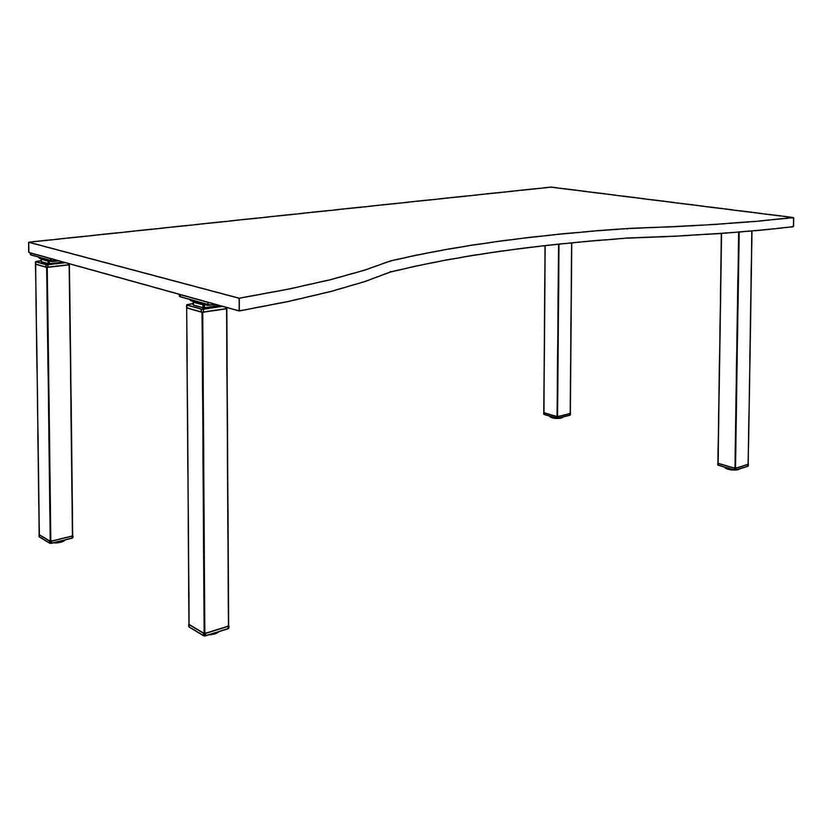 3253310165243-Bureau vague symétrique EXPRIM - L180 cm - Plateau imitation Hêtre - Pieds carbone-P_79432405_5-4